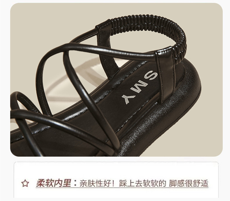 Sieviešu sandales ar biezu zoli, 2024. gads. Jaunas vasaras, mīkstas zoles, paaugstinātas ikdienas romiešu sandales, mazas sieviešu kurpes Sandalias Mujer sandales