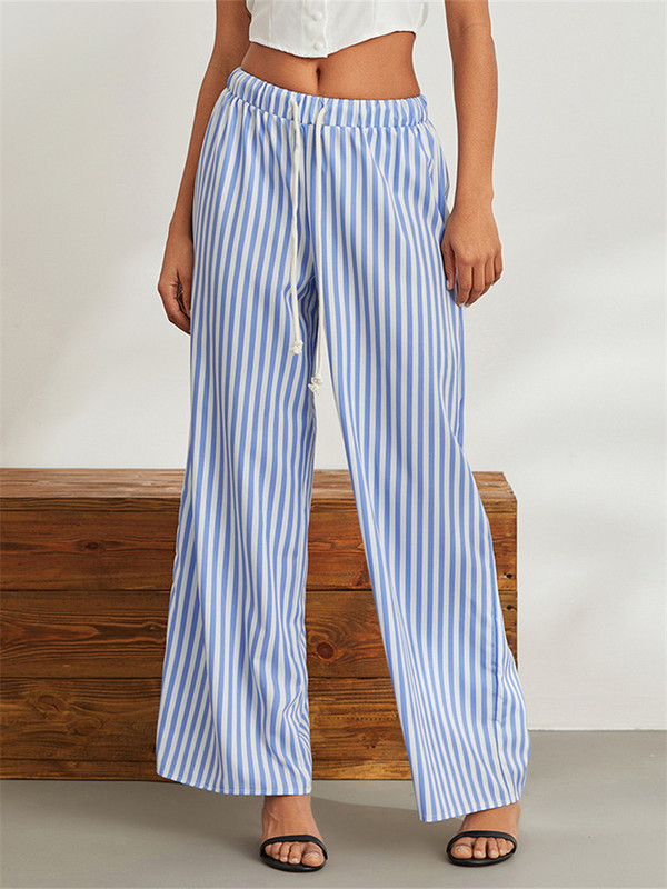 Y2K Vintage női lányok csíkos kockás pizsama nadrág széles szárú Gingham nappali nadrág magas derekú csíkos mintás Pj alsó nadrág