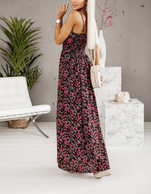 Sieviešu moderna, neformāla apdruka ar brīvi piegulošu V veida kakla izgriezumu Spag hetti strap bezpiedurknēm gara kleita