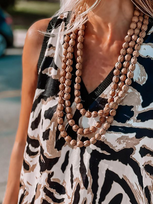 V-nyakú mintás elegáns maxi ruha, 2024 női nyári ujjatlan nappali ruha, Patchwork laza vintage női ruha utcai ruha