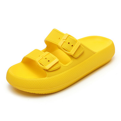 Papuci de vară EVA pentru femei, cu platformă groasă, în aer liber, sandale moi de plajă, papuci pentru femei, 2024, design coreean, galben roz