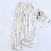 2024. gada vasara Jaunas sieviešu guļambikses Viskozas šķiedras Gongsatīna Plānas platas Bikses ar apdruku ar vaļīgu muti Mājas Bikses Sieviešu jaukas