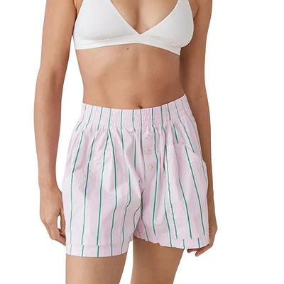 Sieviešu Y2k SvītrasŠorti Mīlīgi Baggy Īsas Bikses Rūtas Lounge Pidžama Apakšpuse Elastīgs Viduklis Bokseri Ielu apģērbi