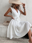 Ženska romantična haljina A-kroja s elegantnom teksturom i remenom u francuskom stilu