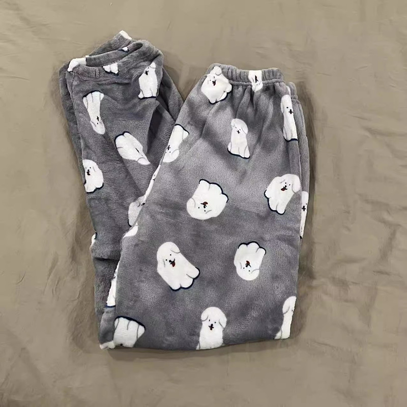 Sieviešu pidžamas bikses jaukas multfilmas flaneļa anime bikses siltas rudenī ziemas miega apakšā unisex