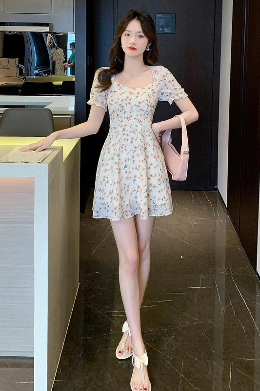 Haruhi Persiku glezna 2024. gada vasaras jauns maigs vējš ziedu svārki temperamenta franču kleita sieviete