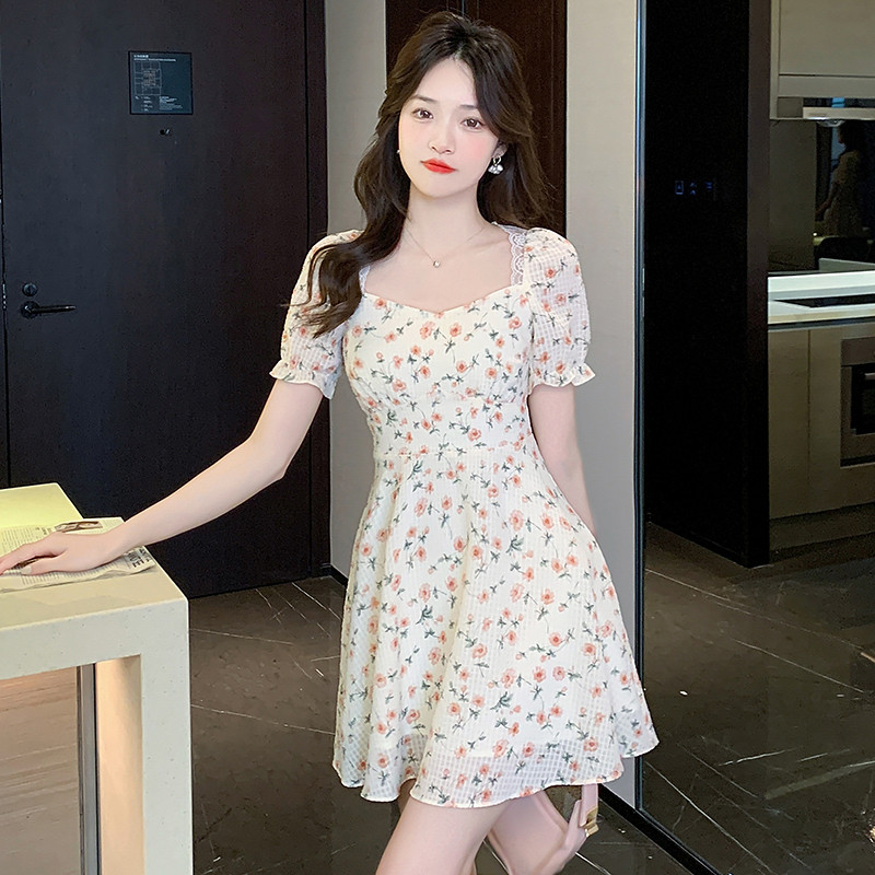 Haruhi Persiku glezna 2024. gada vasaras jauns maigs vējš ziedu svārki temperamenta franču kleita sieviete