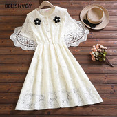 Slatke cvjetne haljine za žene 2022., nove ljetne haljine s petrovim ovratnikom i kratkim rukavima, izdubljena haljina za zabavu