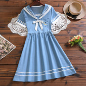 Mori meitene cute vestidos Jauna vasaras modes studentu kawaii kleita ar īsām piedurknēm