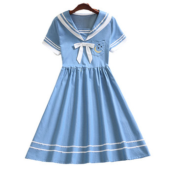 Mori girl cute vestidos Νέο καλοκαιρινό κοντομάνικο φοιτητικό φόρεμα kawaii