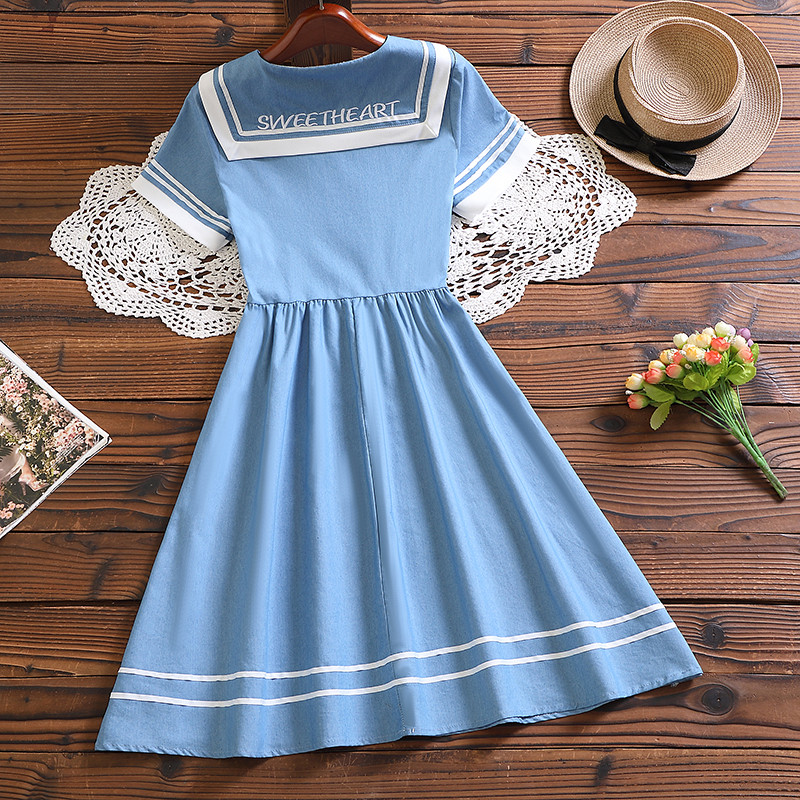 Mori meitene cute vestidos Jauna vasaras modes studentu kawaii kleita ar īsām piedurknēm