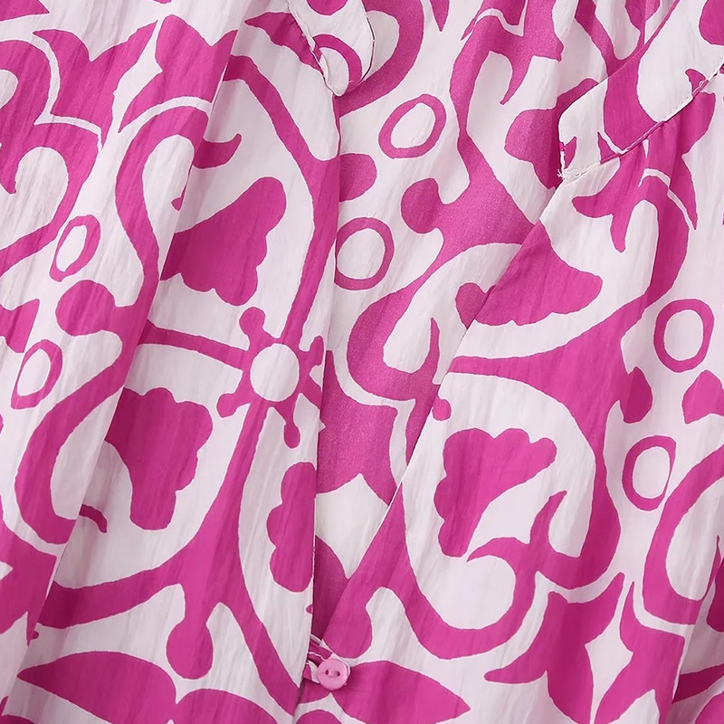 Ar jostas kleitām Sieviešu apdrukāta minikleita ikdienišķa kleita ar garām piedurknēm Femme 2024. gada vasaras eleganta ballītes seksīga kleita Vestidos Mujer