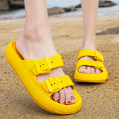 2023 Summer EVA Παντόφλες Γυναικείες Πλατφόρμα με πυκνή σύννεφα Μαλακά πέδιλα παραλίας Γυναικείες τσουλήθρες Σχέδιο Κίτρινο ροζ πάχυνση