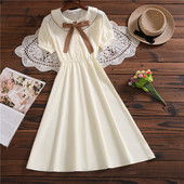 Vasaras jauna, jauka, japāņu stila kleita ar īsām piedurknēm mori meitenei solīdi ikdienas vestidos