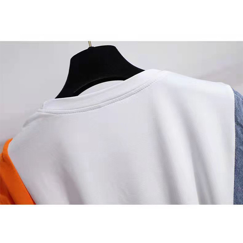 Ljeto 2024. Ljeto, ležerna modna haljina s kratkim rukavima s traperom i kratkim rukavima s printom i remenom, prevelike ženske haljine s O izrezom slobodnog struka Femme