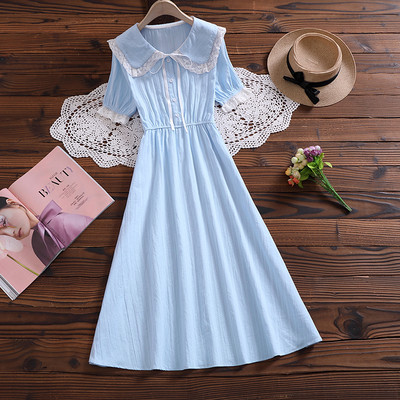 Mori girl solid vestidos Нова лятна модна дамска рокля с къс ръкав