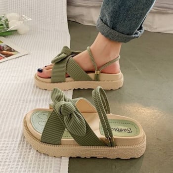 New Style Fairy Style Lady Summer Slippers Χοντρή πλατφόρμα Flat σανδάλια με πεταλούδες καλοκαιρινές σαγιονάρες Σανδάλια Γυναικεία παπούτσια