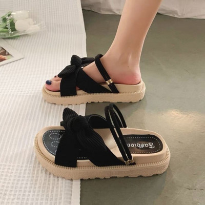 New Style Fairy Style Lady Summer Papucs Vastag Platform Lapos Szandál Pillangócsomóval Nyári Flip Flop Szandál Női Cipők