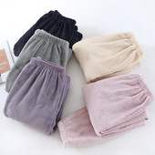 Ziemas flaneļa pāra pidžamas guļamdibeni brīvi elastīgi vidukļa bikses guļamveļa bieza koraļļu vilna Mājas apģērbs atpūtas apģērbs