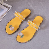 Modes sieviešu čības ar sasprindzinājumu kājām 2024. gada vasarā, jaunas populāras sieviešu ikdienas čības ar pērļu ananāsiem