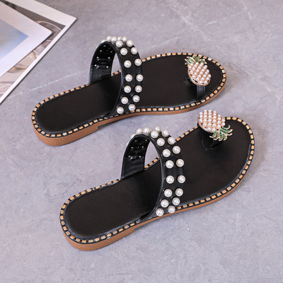 Modes sieviešu čības ar sasprindzinājumu kājām 2024. gada vasarā, jaunas populāras sieviešu ikdienas čības ar pērļu ananāsiem