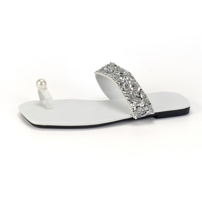 Sieviešu apavi 2023. gada vasaras pamata sieviešu čības Modes āra atpūtai pludmales čības ar atvērtu purngalu, pērļu čības ar plakanu apakšu