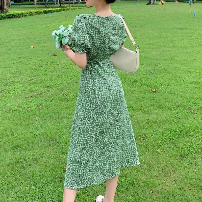 Bohém virágmintás napruha Női Alkalmi nyári ruha V nyakú, rövid ujjú, oldalt hasított Beach Swing alkalmi hosszú ruhák