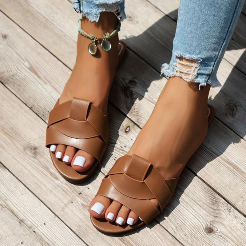 Designer Traf Woman lapos új szőtt papucs kényelmes női cipővel Alkalmi alsó papucs női cipő nyár