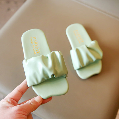 Meiteņu čības bērniem vasaras peldēšanas čības pret slīdēšanas kroku volāniem klasisks modes bērnu pludmales slidkalniņi māja ārā