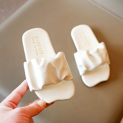 Meiteņu čības bērniem vasaras peldēšanas čības pret slīdēšanas kroku volāniem klasisks modes bērnu pludmales slidkalniņi māja ārā