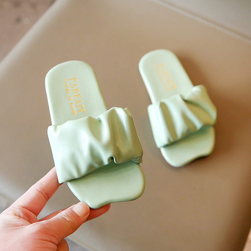 Meiteņu čības bērniem vasaras peldēšanas čības pret slīdēšanas kroku volāniem klasisks modes bērnu pludmales slidkalniņi māja ārā