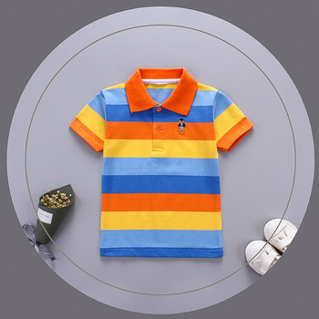 Jargazol Αγόρια πουκάμισα Χρώμα ρίγες Κοντό μανίκι Καλοκαιρινό τοπ μπλουζάκι πόλο 2T-7T Παιδικά ρούχα Βαμβακερά Camiseta Παιδικά μπλουζάκια για αγόρια