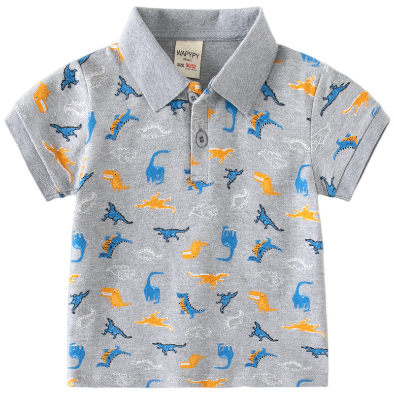 Polo T krekli bērnu vasaras tērpiem zēniem Dinozaurs Lauva Auto Raķete ar pilnu apdruku ar īsām piedurknēm Apģērbi Topi Bērnu T-krekli 1 3 5 7 g.