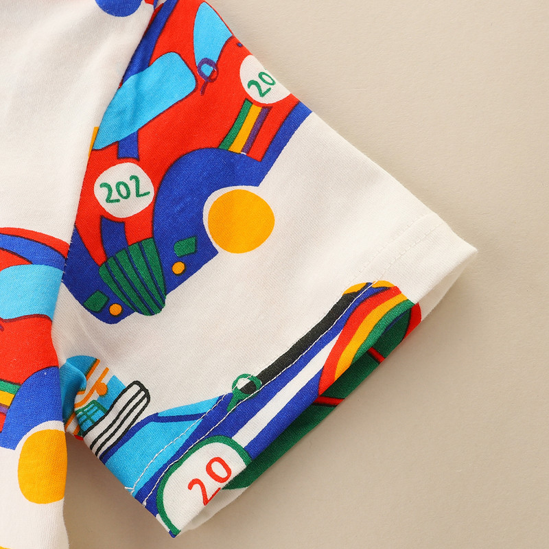 Little maven Baby Boys T krekli Vasaras Jaunums 2024 Toddler Boys Karikatūra Sacīkšu auto Drukas krekli 4 5 gadus veci Bērnu apģērbi