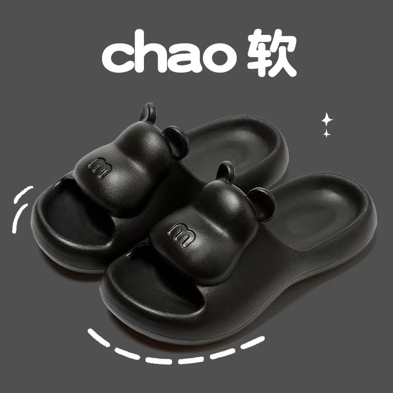 Jaunas populāras EVA čības sievietēm vasarā ar biezām zolēm un kāpšanas sajūtu uz fekālijām. Multeņu lācīša čības fo