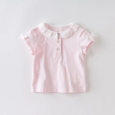 Uus 2024. aasta suvine T-särk tüdrukutele, kirsimustriga lühikeste varrukatega volangidega T-särk