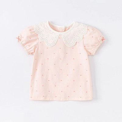 Uus 2024. aasta suvine T-särk tüdrukutele, kirsimustriga lühikeste varrukatega volangidega T-särk