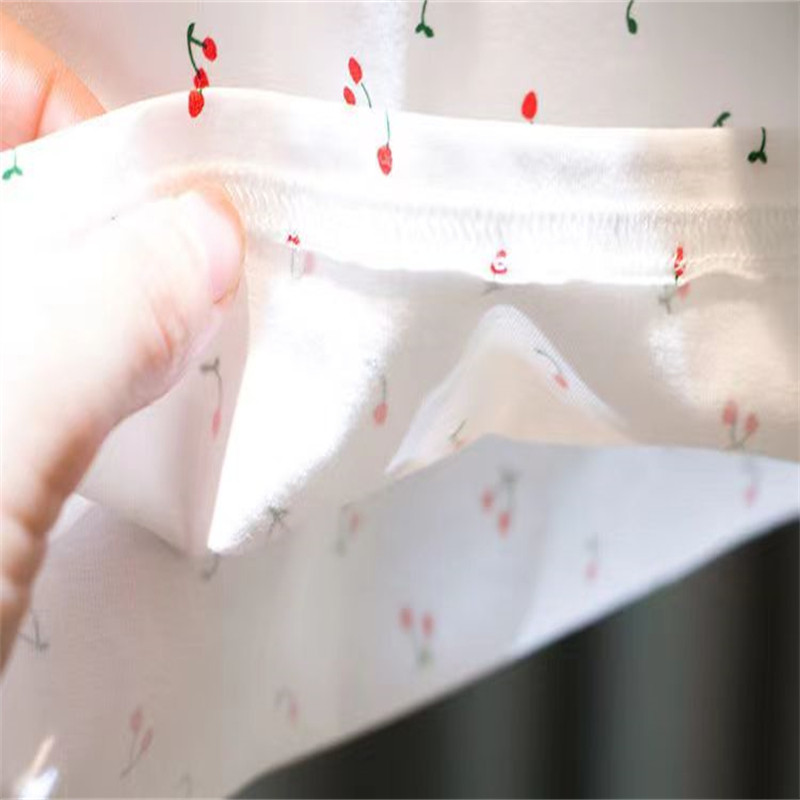 Uus 2024. aasta suvine T-särk tüdrukutele, kirsimustriga lühikeste varrukatega volangidega T-särk
