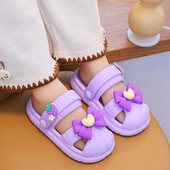 Lány papucsok zárt orrú édes gyerekek szandálok nyári masni hercegnő strandcipők puha talpú csúszásgátló kültéri babacsúszdák Босоніжки