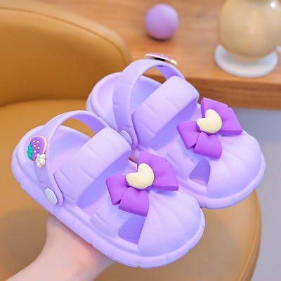 Lány papucsok zárt orrú édes gyerekek szandálok nyári masni hercegnő strandcipők puha talpú csúszásgátló kültéri babacsúszdák Босоніжки