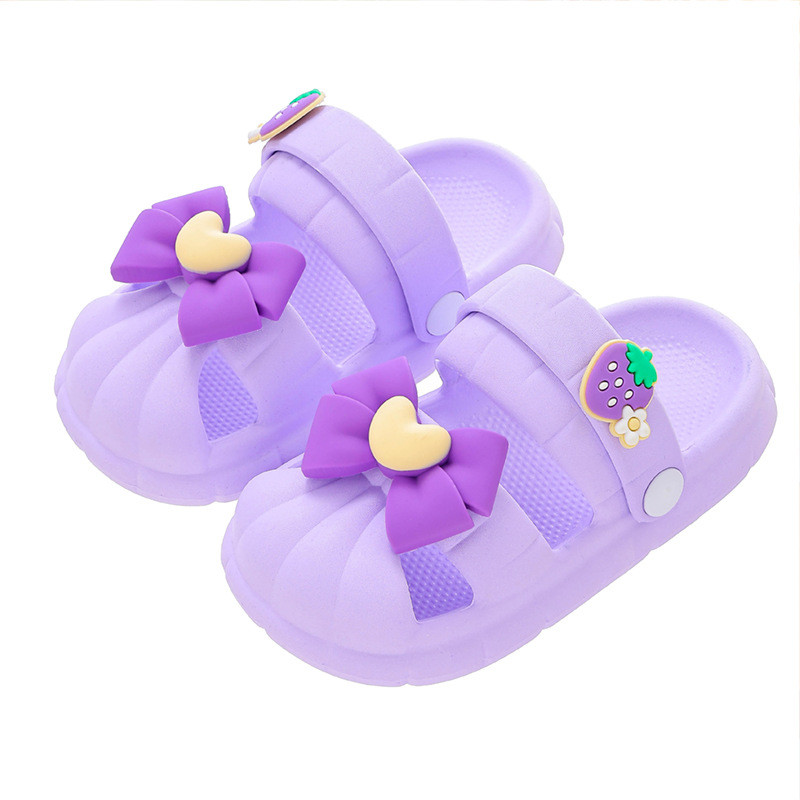 Lány papucsok zárt orrú édes gyerekek szandálok nyári masni hercegnő strandcipők puha talpú csúszásgátló kültéri babacsúszdák Босоніжки
