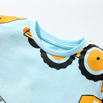 Little maven 2024 καλοκαιρινό μπλουζάκι για αγόρια Παιδικά κοντομάνικα μπλουζάκια μπλουζάκια μπλουζάκια καρτούν εκσκαφέας Παιδικά ρούχα βαμβακερά