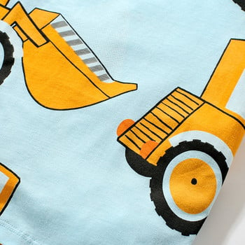 Little maven 2024 Лятна тениска за момчета Детски горнища с къси ръкави Тениски Ризи Карикатура Багер Детско облекло Памук