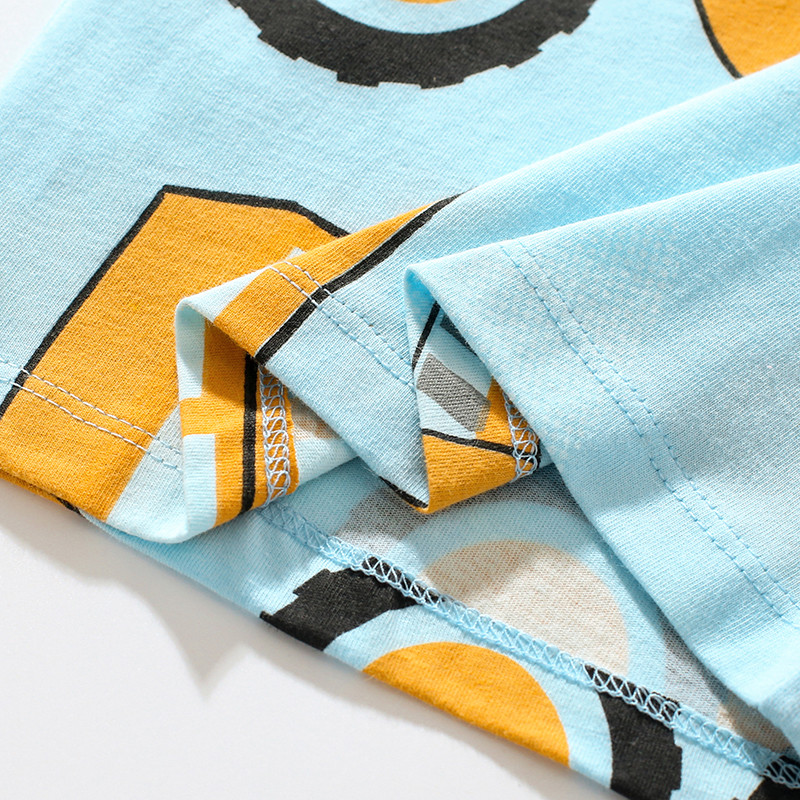 Little maven 2024 Vasaras T krekls zēniem Bērniem ar īsām piedurknēm Topi T-krekli Karikatūra Ekskavators Bērnu apģērbs Kokvilna