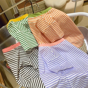 Παιδικό κοντομάνικο για κορίτσια για αγόρια 2024 Καλοκαίρι Νέο ριγέ μπλουζάκι μωρό με λεπτή διατομή μισομάνικο πουκάμισο με κάτω μέρος καθημερινά