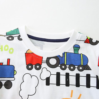Къс комплект тениска за момчета Детски дрехи Летни горнища с анимационни филми за момчета Дрехи с къс ръкав Памук Детски дрехи Години 2-7