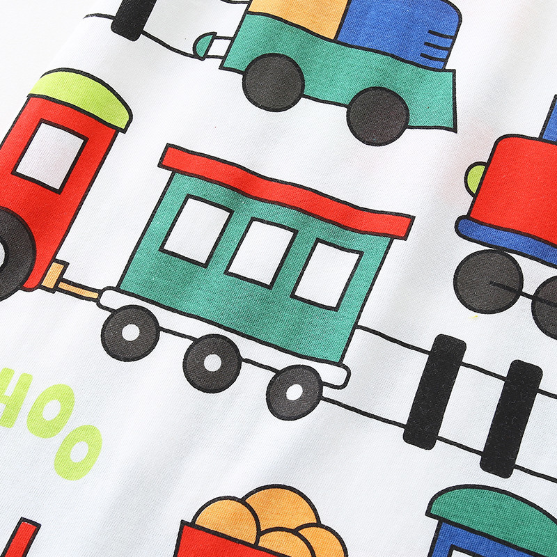 Zēnu īss komplekts T-krekls Bērnu apģērbs Zēnu vasaras karikatūras topi ar īsām piedurknēm Apģērbi Kokvilnas Bērnu apģērbi 2-7 g.