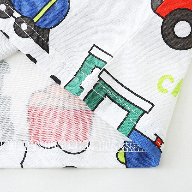 Zēnu īss komplekts T-krekls Bērnu apģērbs Zēnu vasaras karikatūras topi ar īsām piedurknēm Apģērbi Kokvilnas Bērnu apģērbi 2-7 g.