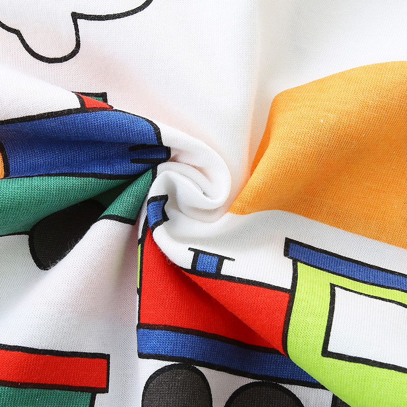 Zēnu īss komplekts T-krekls Bērnu apģērbs Zēnu vasaras karikatūras topi ar īsām piedurknēm Apģērbi Kokvilnas Bērnu apģērbi 2-7 g.