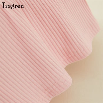 Tregren 2-8 ετών καλοκαιρινό γιλέκο για μικρά κορίτσια νήπια Sweet style μονόχρωμο κεκλιμένο ώμο αμάνικο casual κοντά μπλουζάκια